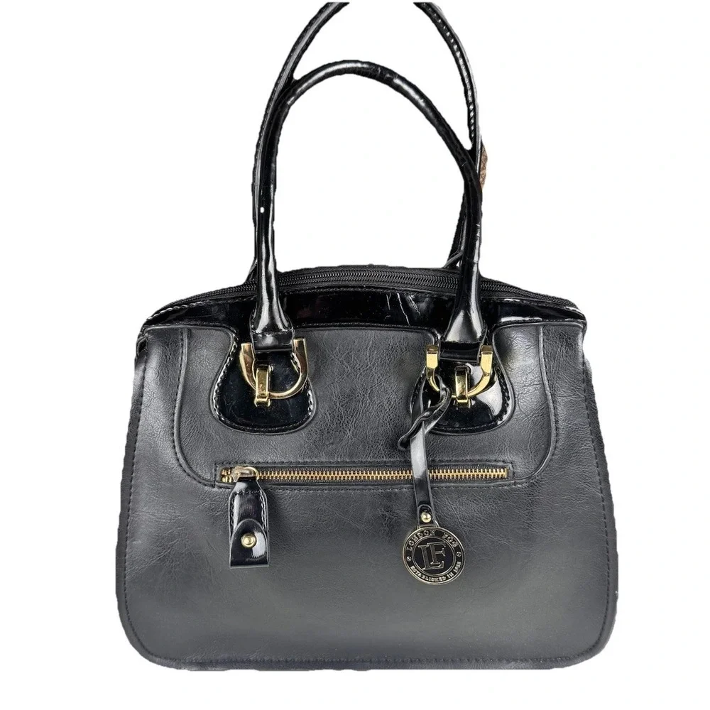 London Fog Black And‎ Beige Purse Double Handle Handbag
